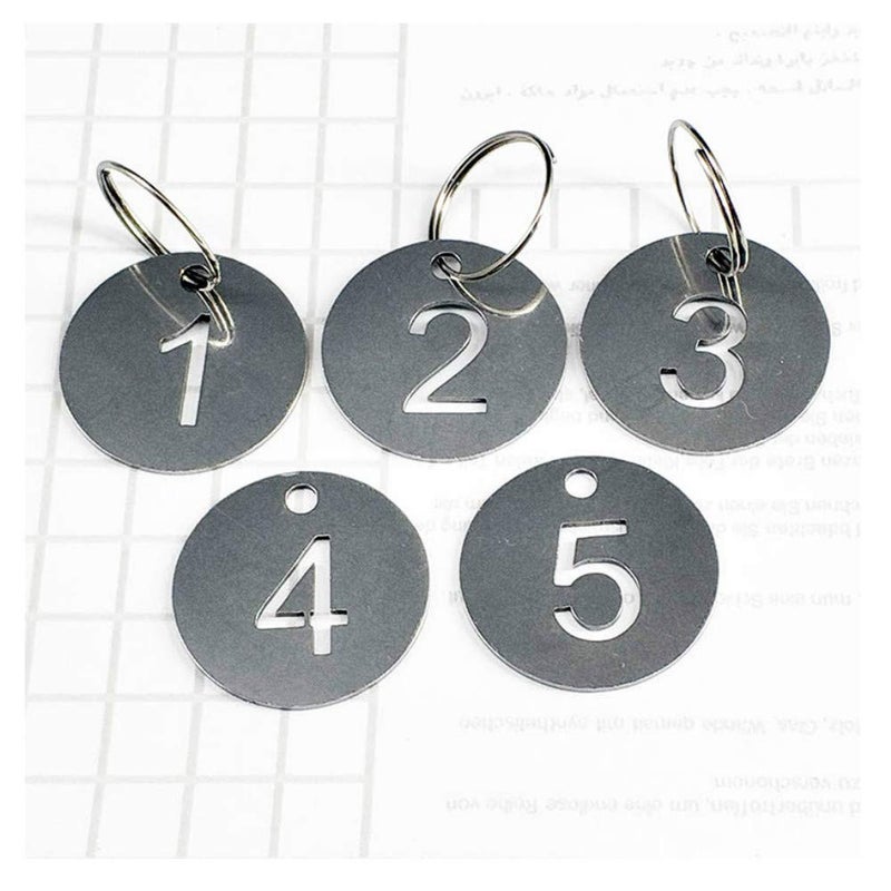 StayMax Hollowed Stainless Steel Number Tags Key Tags with Rings (1-50) - Image 1